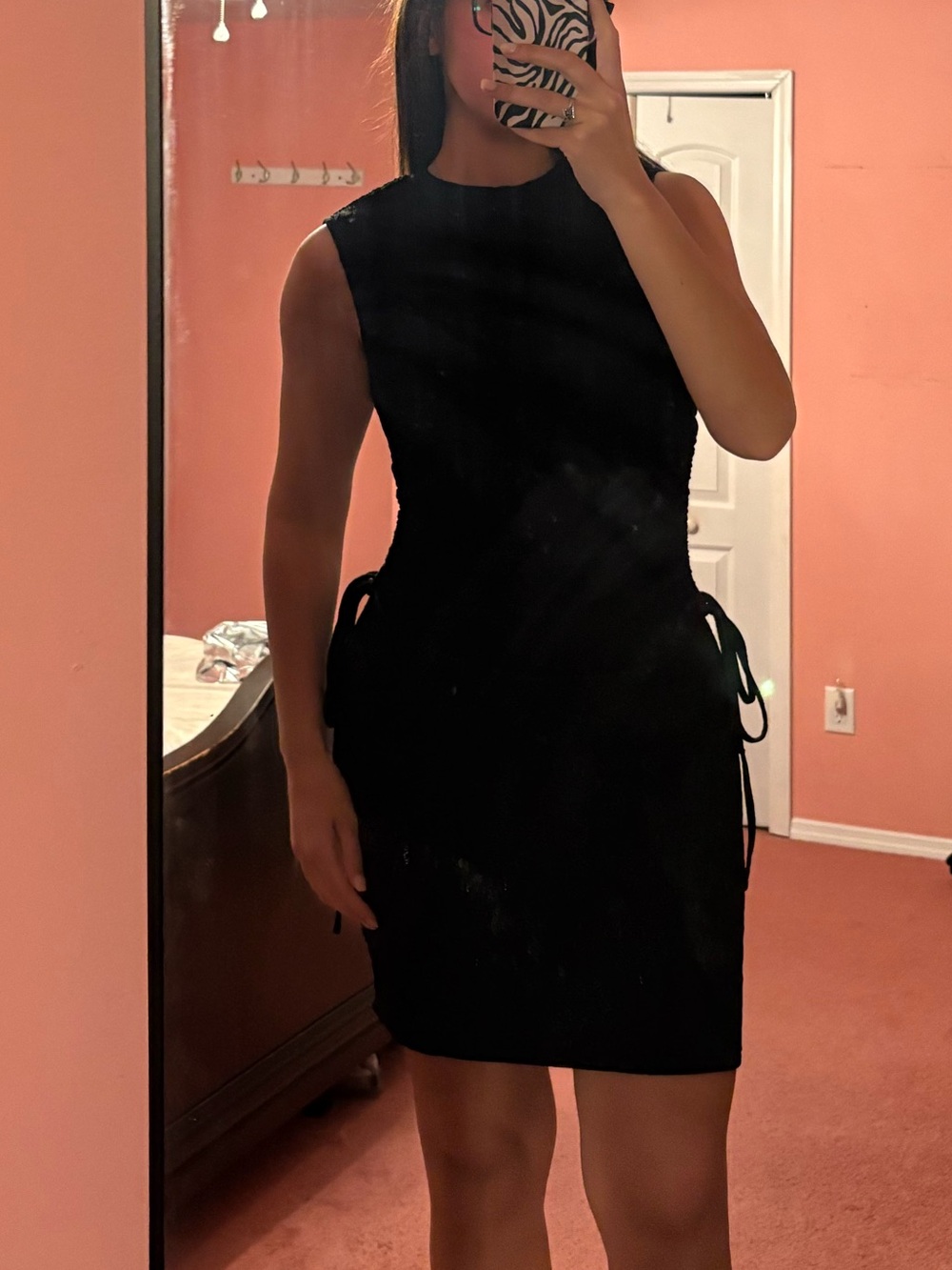 Unique Sleeveless Black Tie-Side Mini Dress - Classic Women's Dress